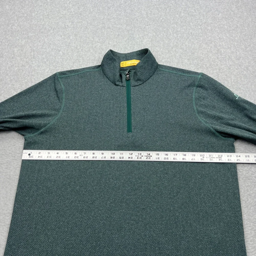 Field Day Sporting Co 1/4 Zip Pullover Mens Large Green Herringbone Stretch Golf